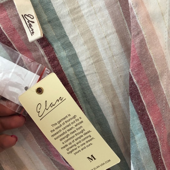 Elan Striped Tie Front Top Size M - Picture 8 of 15